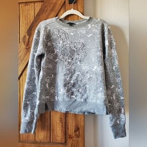 Banana Republic Gray Embroidered Floral Sweatshirt